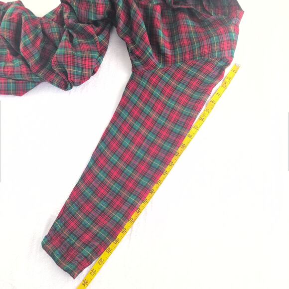 Vintage Country Wear Holiday Plaid Flannel Prairie Dress ShoulderPads Women's 12 - Picture 9 of 9